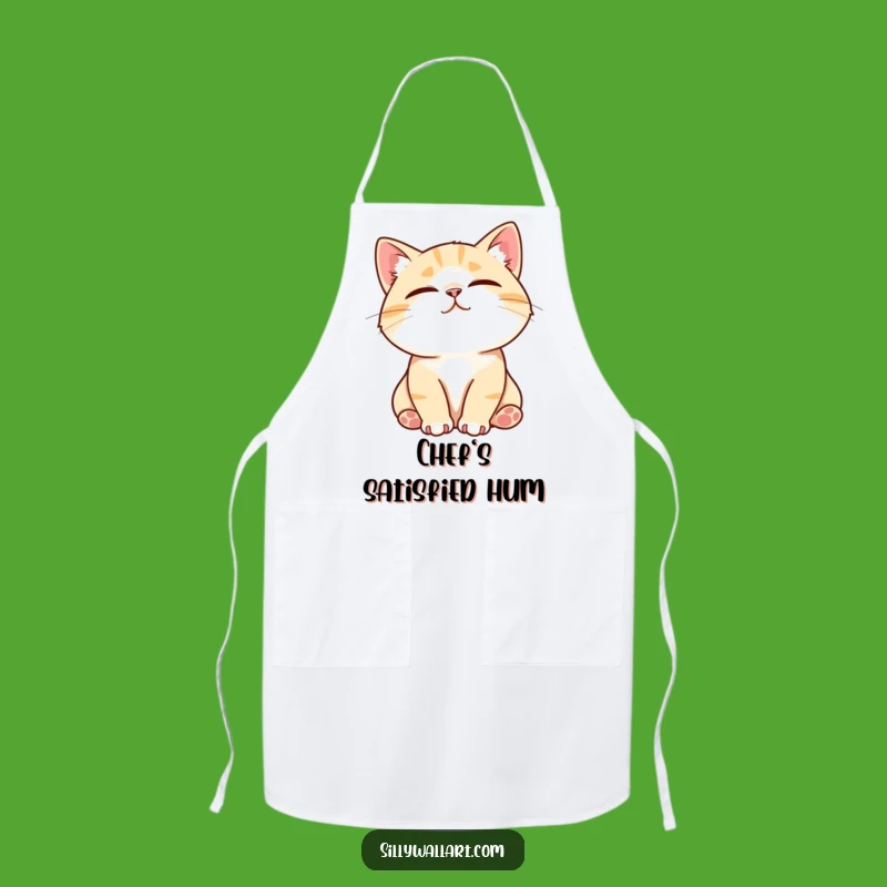Funny Contented Cat Apron - Purring Kitchen Gift for Pet Lovers