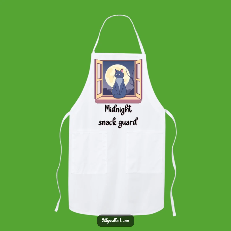 Funny Moon Cat Apron: Lunar Feline Kitchen Wear, Hilarious Night Gift