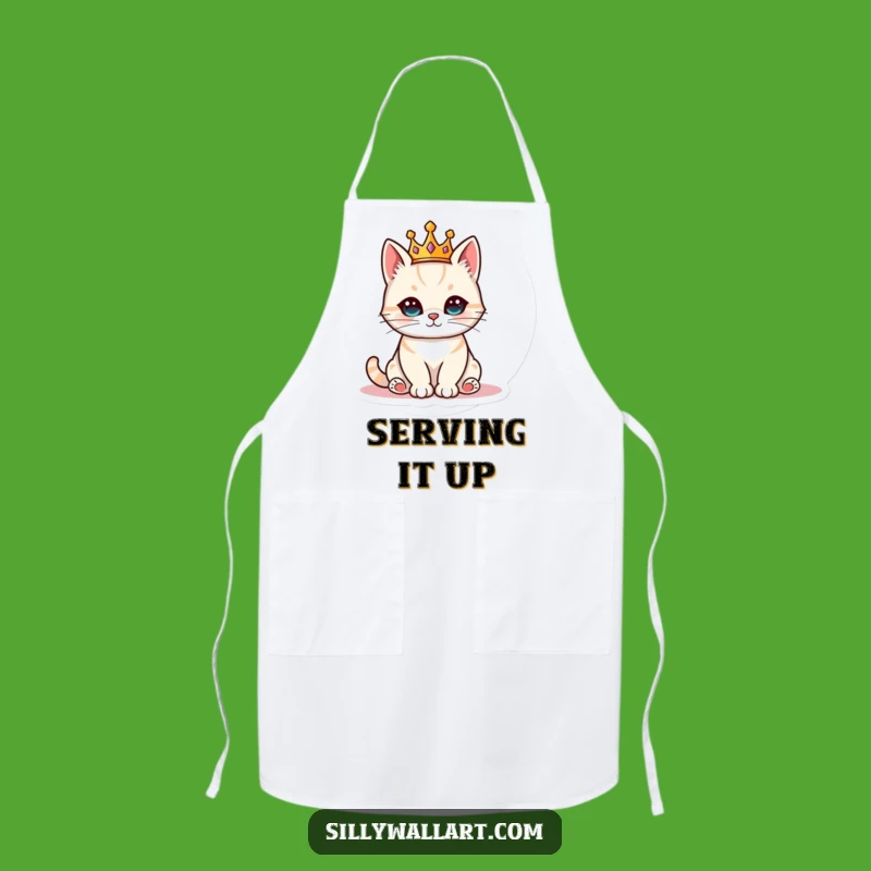 Funny Royal Cat Apron: Majestic Feline Kitchen Wear, Hilarious Pet Gift