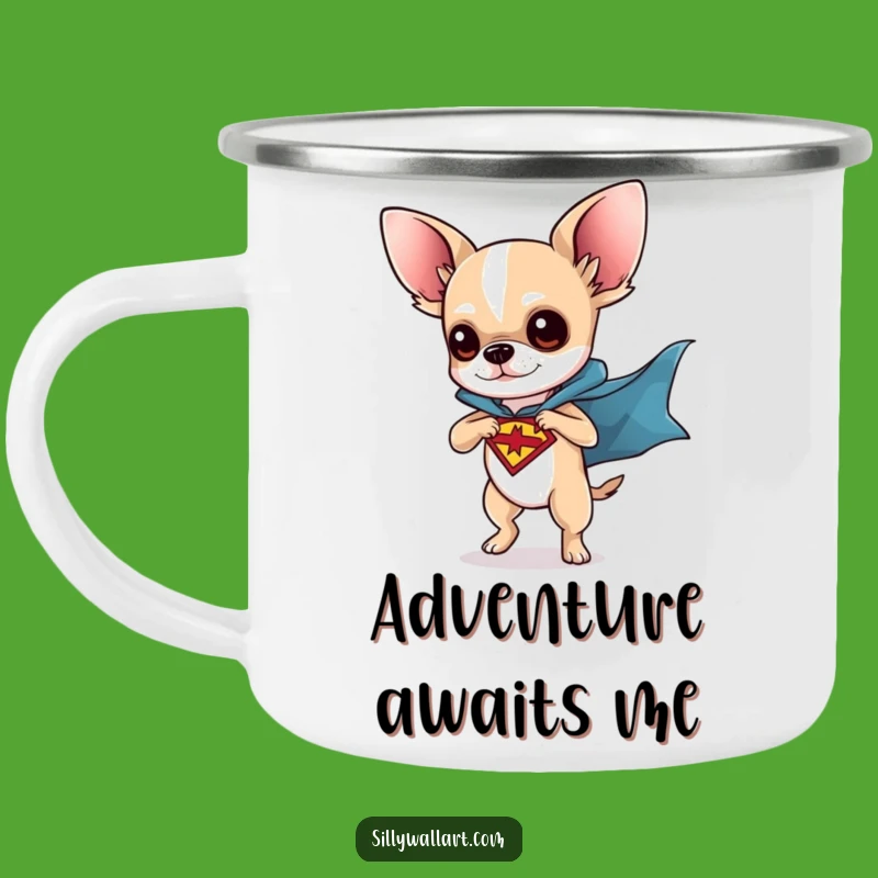Funny Chihuahua Superhero Camping Mug: Adventure Hero Gear, Perfect Gift
