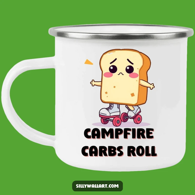 Funny Bread Roller Skates Camping Mug - Hilarious Outdoor Gear for Wobbly Adventures
