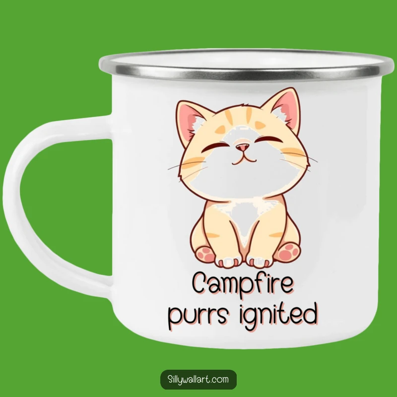 Funny Contented Cat Camping Mug - Outdoor Purring Pet Gift