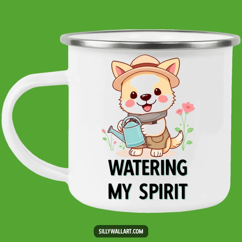 Funny Gardener Dog Camping Mug: Cheerful Bloom Cup, Durable & Hilarious