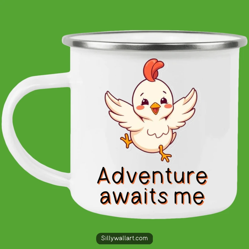 Funny Rubber Chicken Camping Mug: Adventure with a Hilarious Flying Pal