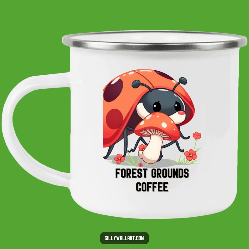 Funny Shy Mushroom Camping Mug: Ladybug Friend Mug, Perfect Outdoor Funny Gift