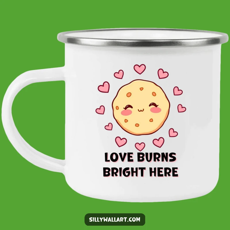 Funny Blushing Cookie Hearts Camping Mug - Durable & Hilarious Gift for Sweethearts