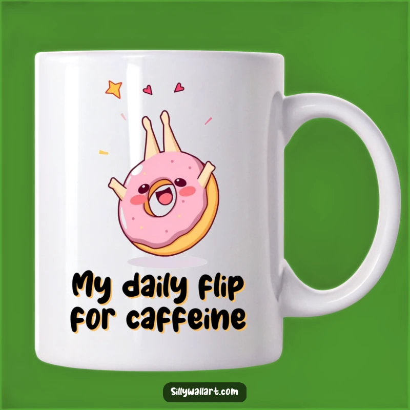 Funny Cheerful Donut Somersault Mug - Hilarious Breakfast Treat Gift for Sweet Lovers