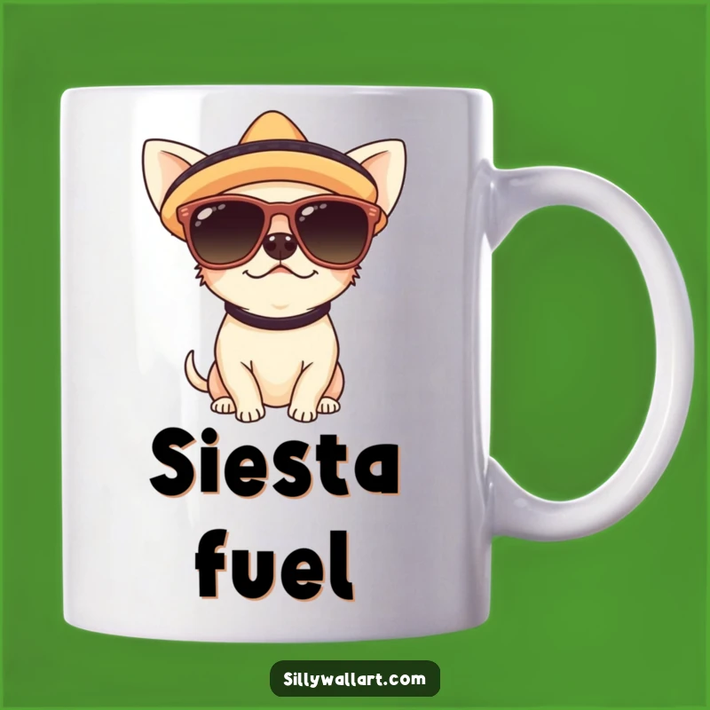 Funny Chihuahua Fiesta Mug: Sipping in Style with Cool Shades and Sombrero