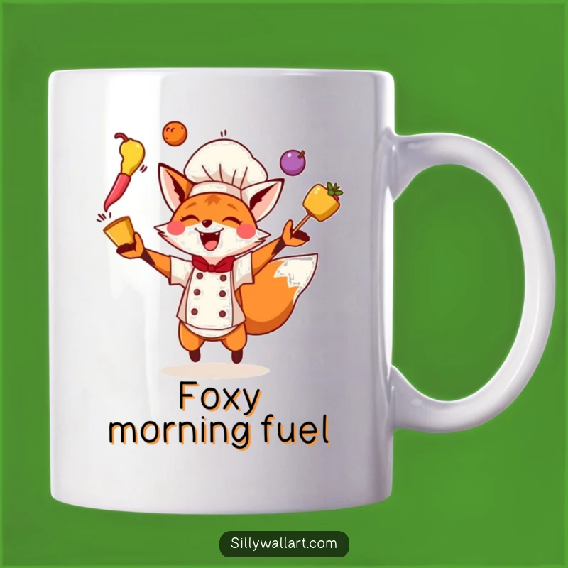 Funny Fox Chef Mug: Juggling Ingredients, Perfect Kitchen Gift!