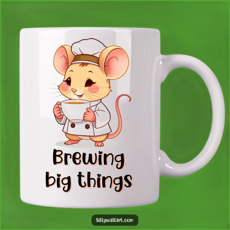Funny Mouse Chef Mug: Tiny Tea Lover Holds Steaming Cup, Gift Idea