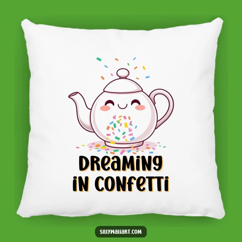 Funny Confetti Teapot Pillow: Snuggle Up with This Cheerful Party Accent
