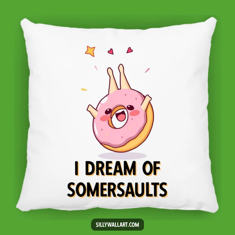 Funny Cheerful Donut Somersault Pillow - Comfy & Hilarious Accent for Cozy Spaces