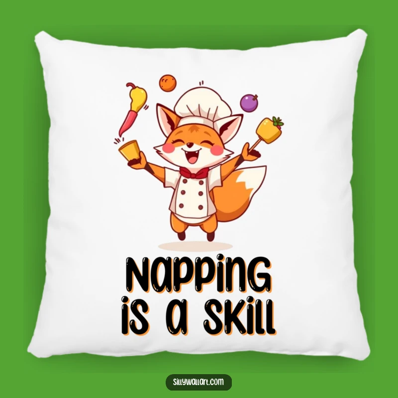 Funny Fox Chef Pillow: Juggling Comfort, Perfect Energetic Gift!