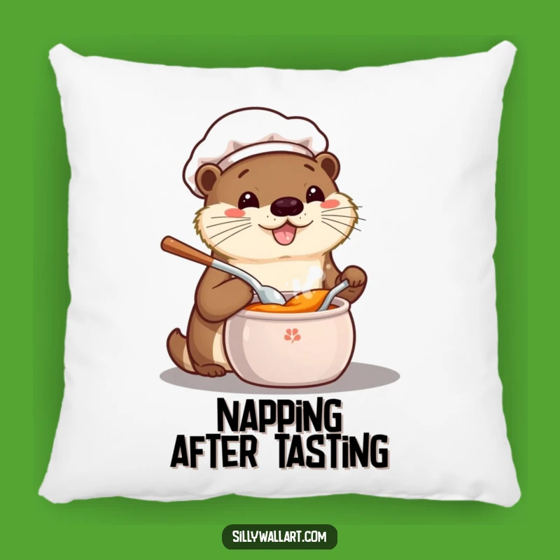 Funny Otter Chef Pillow: Cozy Kawaii Comfort for Foodie Fans