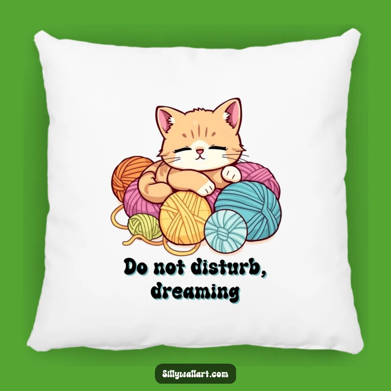 Funny Relaxed Cat Pillow - Cute Yarn Lover Couch Decor Gift