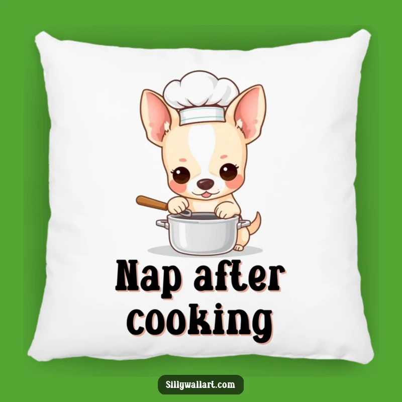 Funny Chihuahua Chef Pillow: Cozy Culinary Decor, Perfect Funny Gift