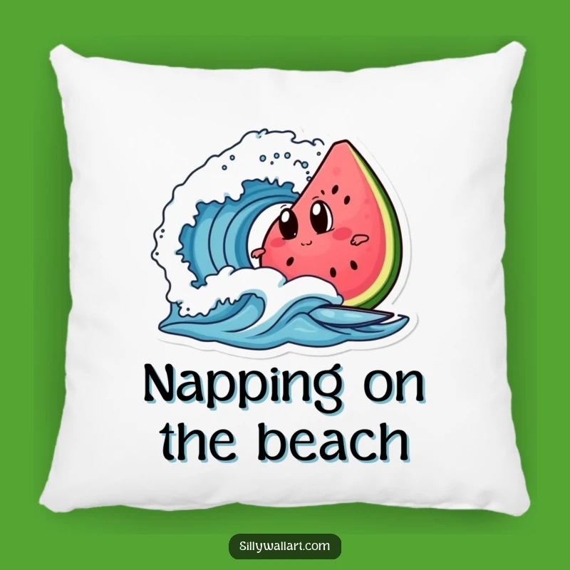 Funny Watermelon Surf Pillow - Hilarious Decor for Cozy Beach Vibes