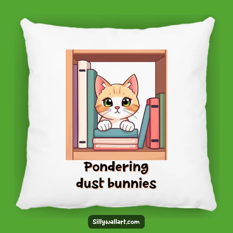 Funny Curious Cat Pillow - Cozy Book Lover Accent Pillow Gift