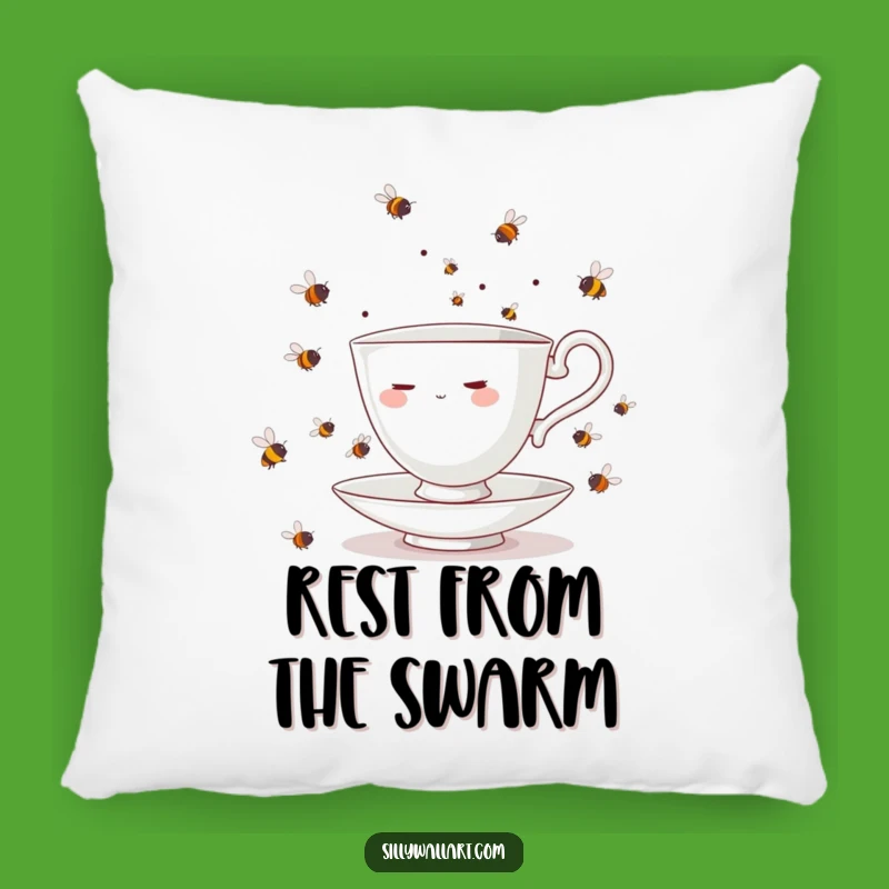 Funny Teacup Bees Pillow - Hilarious Juggling Decor for Cozy Comfort