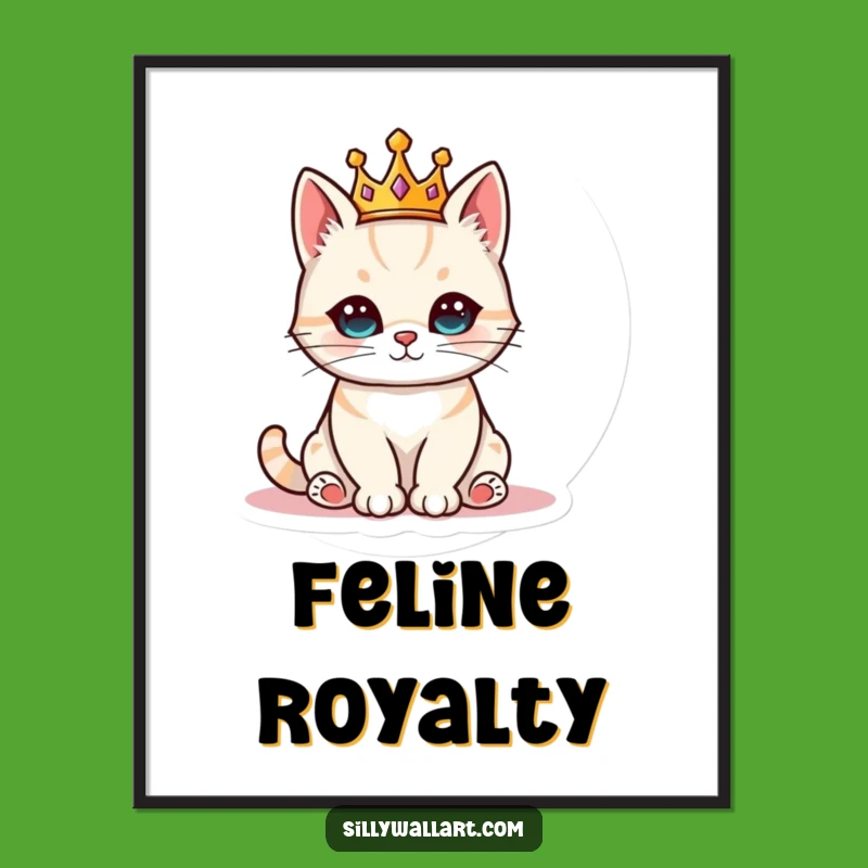 Funny Royal Cat Digital Art: Instant Majestic Feline Print, Hilarious Gift