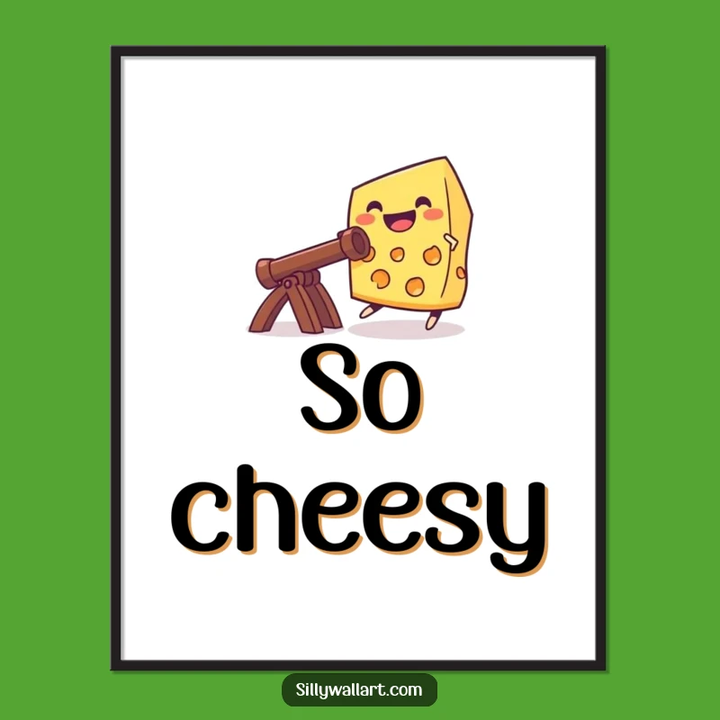 Funny Cheese Catapult Digital Art: Grinning Cheese Launch, Instant Fun
