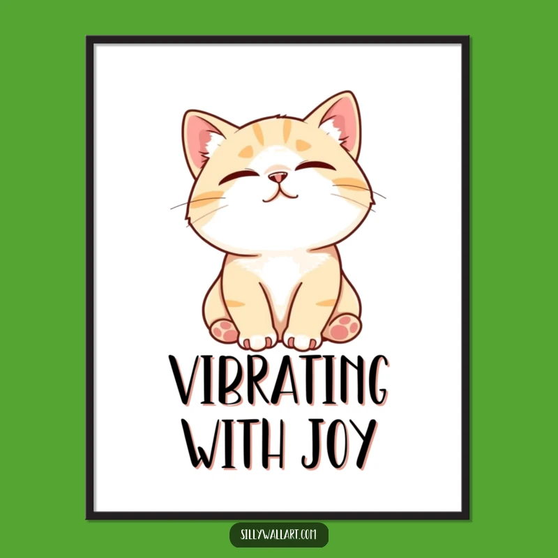 Funny Contented Cat Digital Print - Purring Art for Pet Lovers