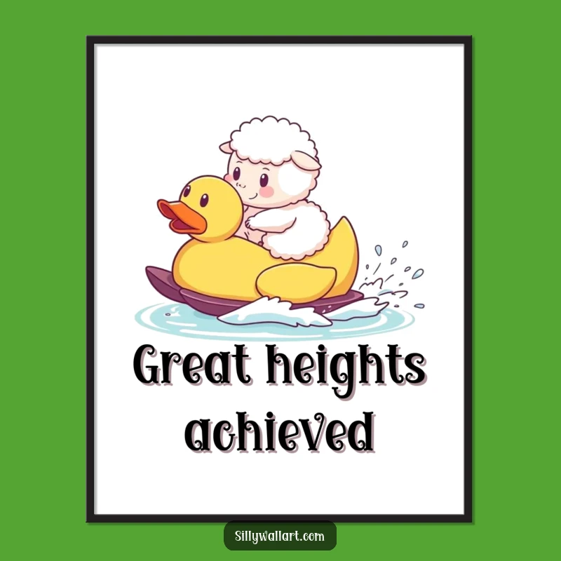 Funny Sheep Waterski Digital Art: Hilarious Farm Animal Printable Decor