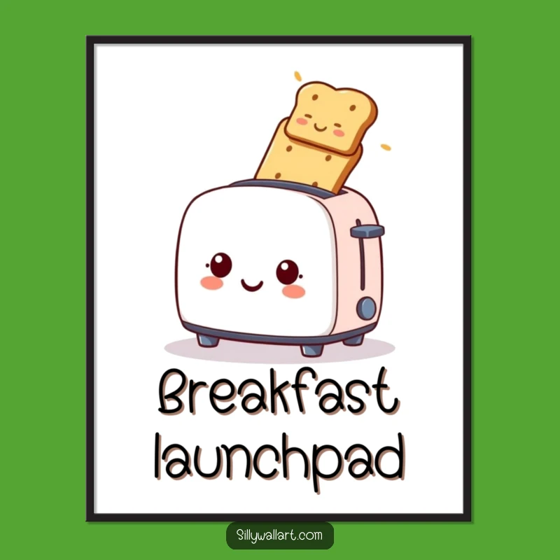 Funny Toaster Toast Launch Digital Art: Hilarious Printable Kitchen Decor