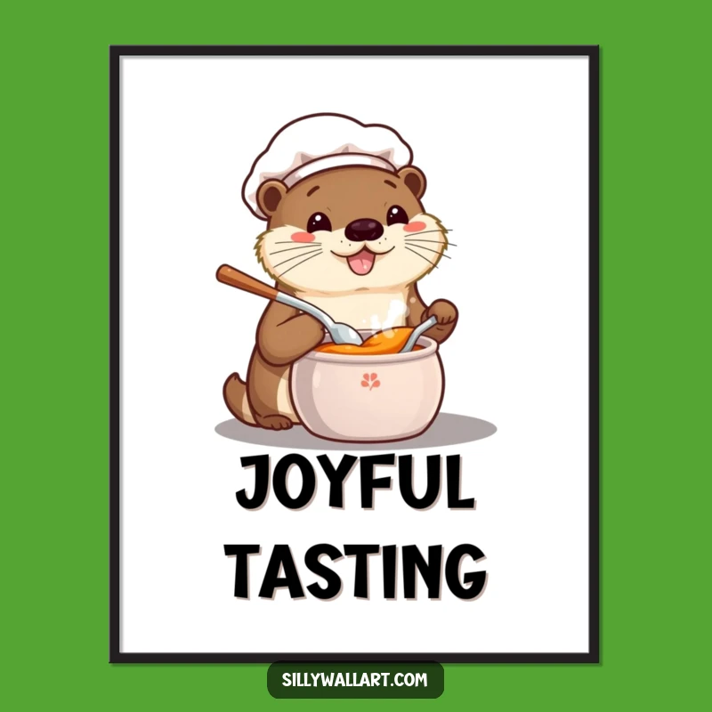 Funny Otter Chef Digital Art: Instant Kawaii Download for Foodie Decor