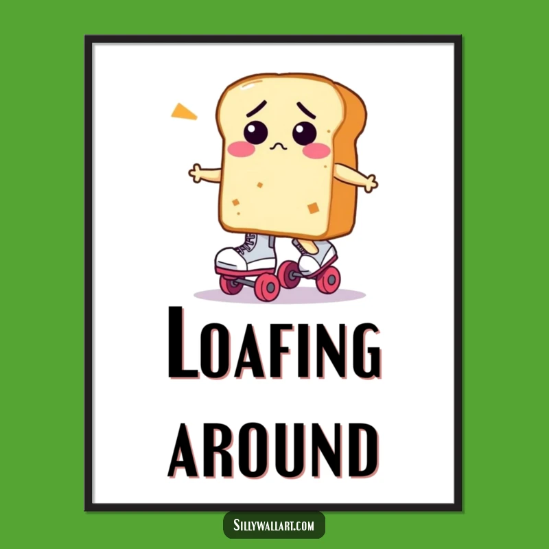 Funny Bread Roller Skates Digital Art - Hilarious Scene for Instant Smiles