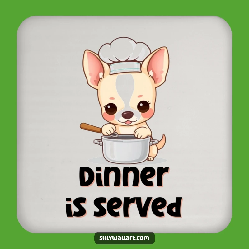 Funny Chihuahua Chef Coaster Set: Protect Surfaces with Culinary Charm