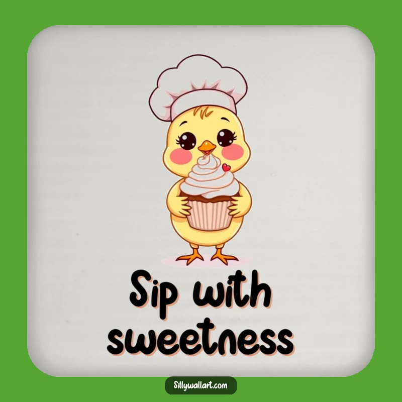 Funny Chick Chef Coaster: Cupcake Charm, Perfect Kitchen Decor Gift!