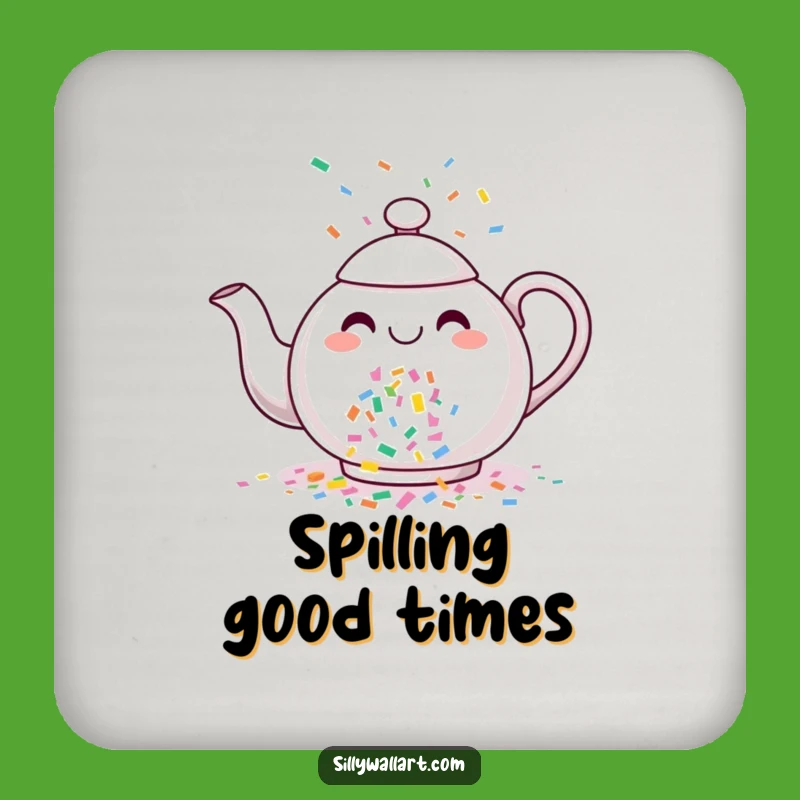 Funny Confetti Teapot Drink Coasters: Protect Surfaces with Cheerful Party Flair