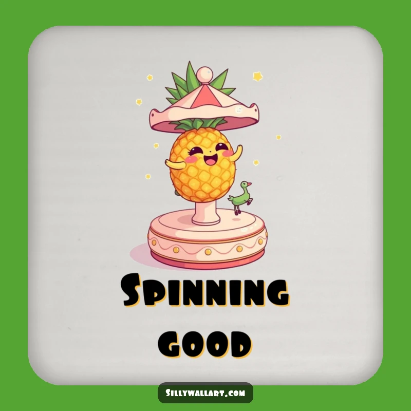 Funny Dizzy Pineapple Coaster - Comical Tropical Drink Saver Gift