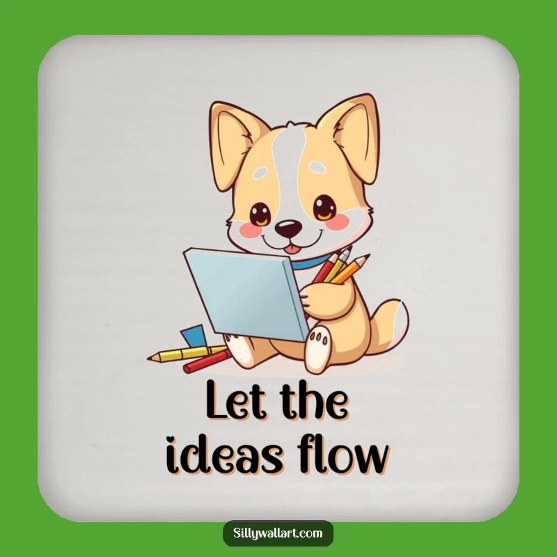 Funny Dog Artist Coaster: Protect Surfaces with This Inspired Pup's Creative Flair