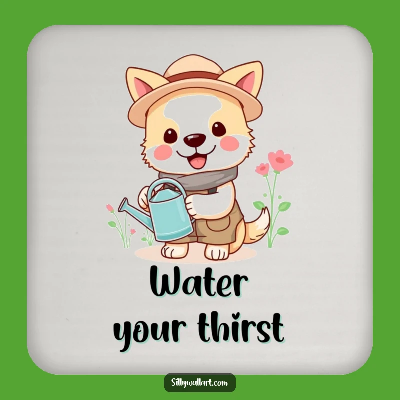 Funny Gardener Dog Coaster: Cheerful Bloom Decor, Protects Surfaces Hilariously