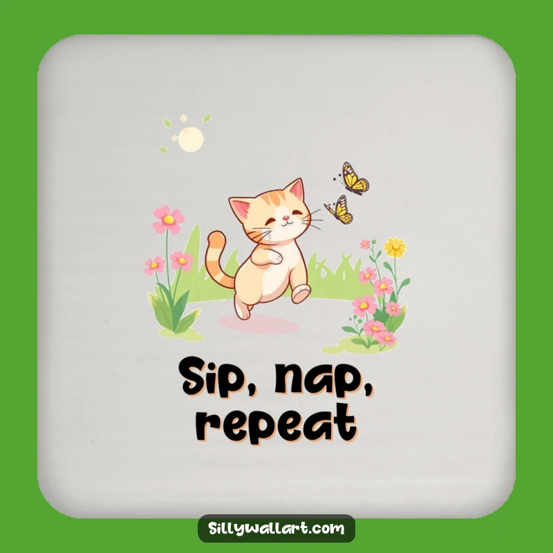 Funny Cat Garden Coaster Set: Protect Surfaces with Feline Fun