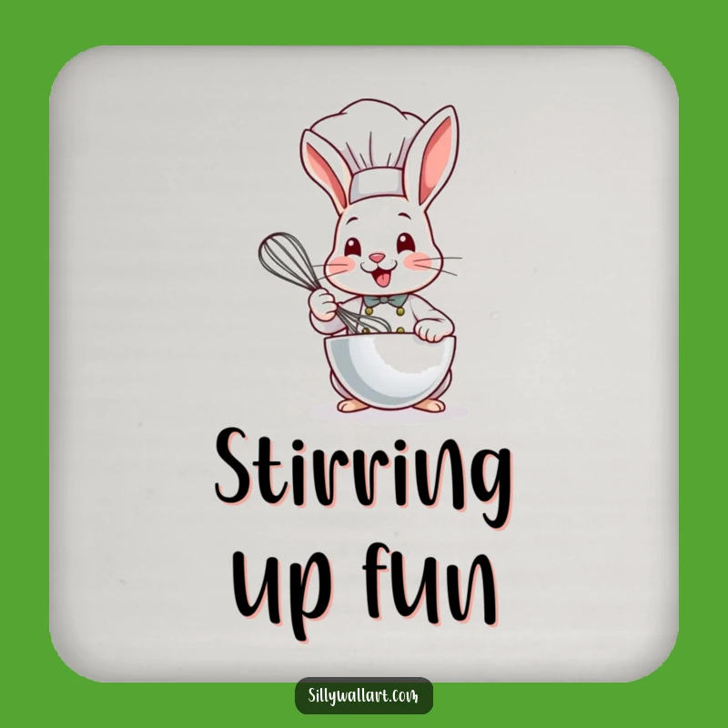 Funny Bunny Chef Coaster: Whisking Charm, Perfect Kitchen Decor Gift!