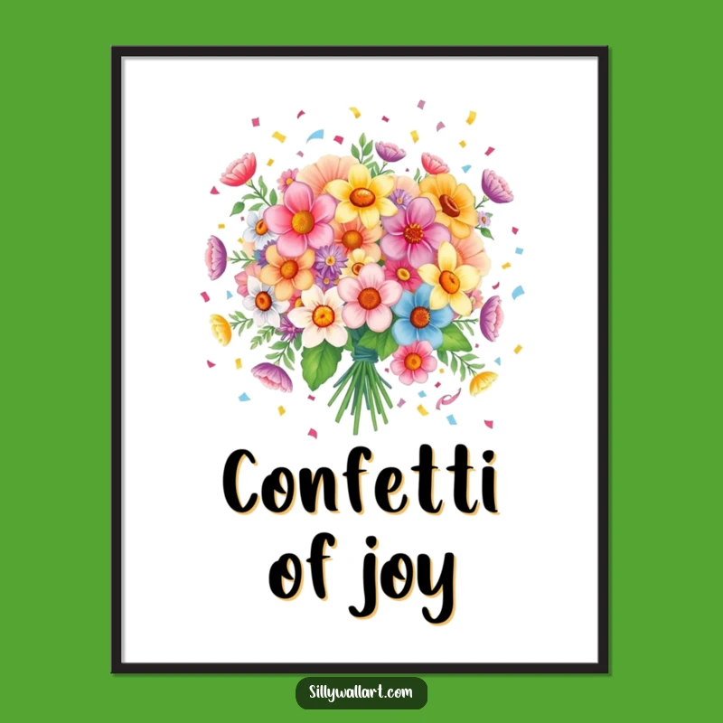 Funny Flower Confetti Poster - Joyful Wall Art for a Festive Home