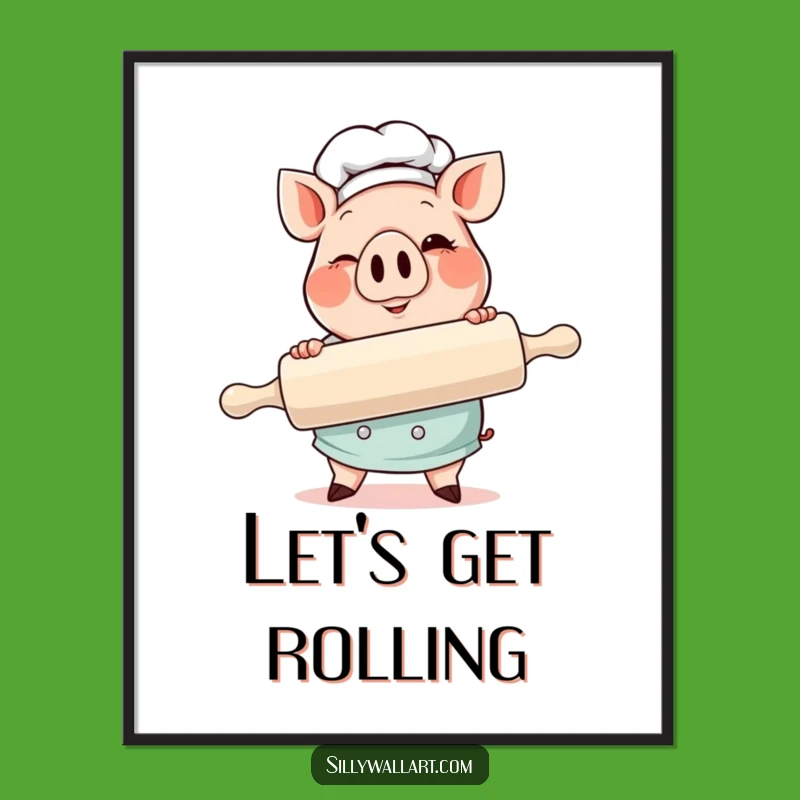 Funny Pig Chef Poster: Winking Baker Art, Perfect Kitchen Decor Gift!