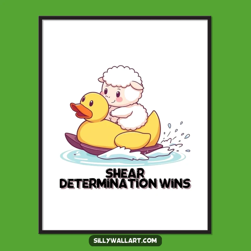 Funny Sheep Waterski Poster: Hilarious Farm Animal Wall Art