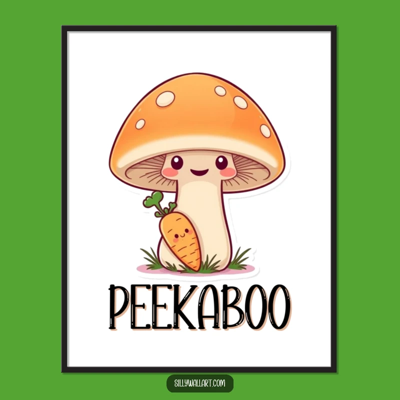 Funny Shy Carrot Poster - Adorable Garden Wall Art Gift