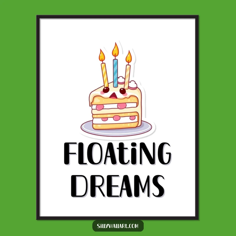 Funny Surprised Cake Candles Balloon Poster - Whimsical Birthday Art