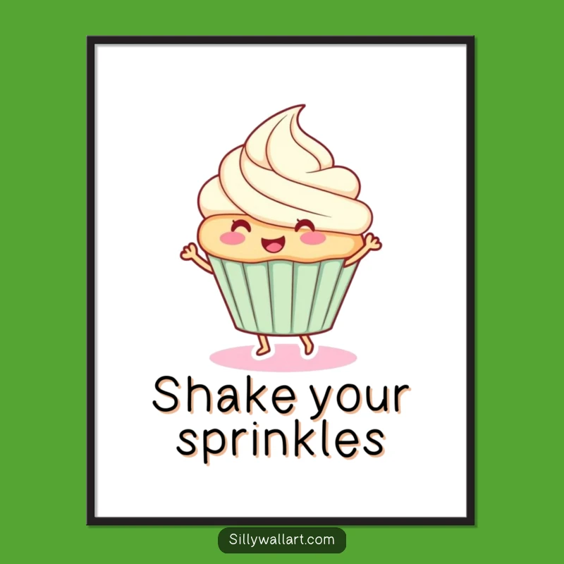 Funny Dancing Cupcake Poster - Sweet Wall Art for a Cheerful Home