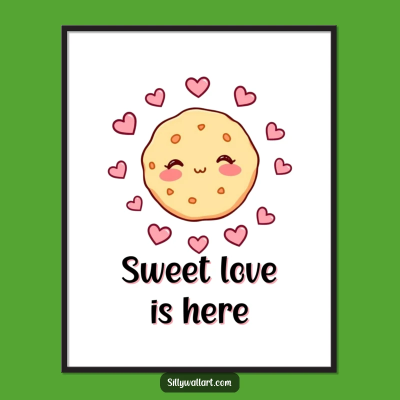 Funny Blushing Cookie Hearts Poster - Hilarious Wall Art for Romantic Decor