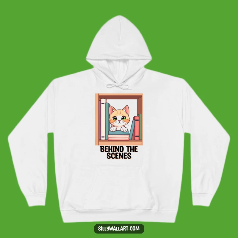Funny Curious Cat Hoodie - Cozy Book Lover Gift for Readers