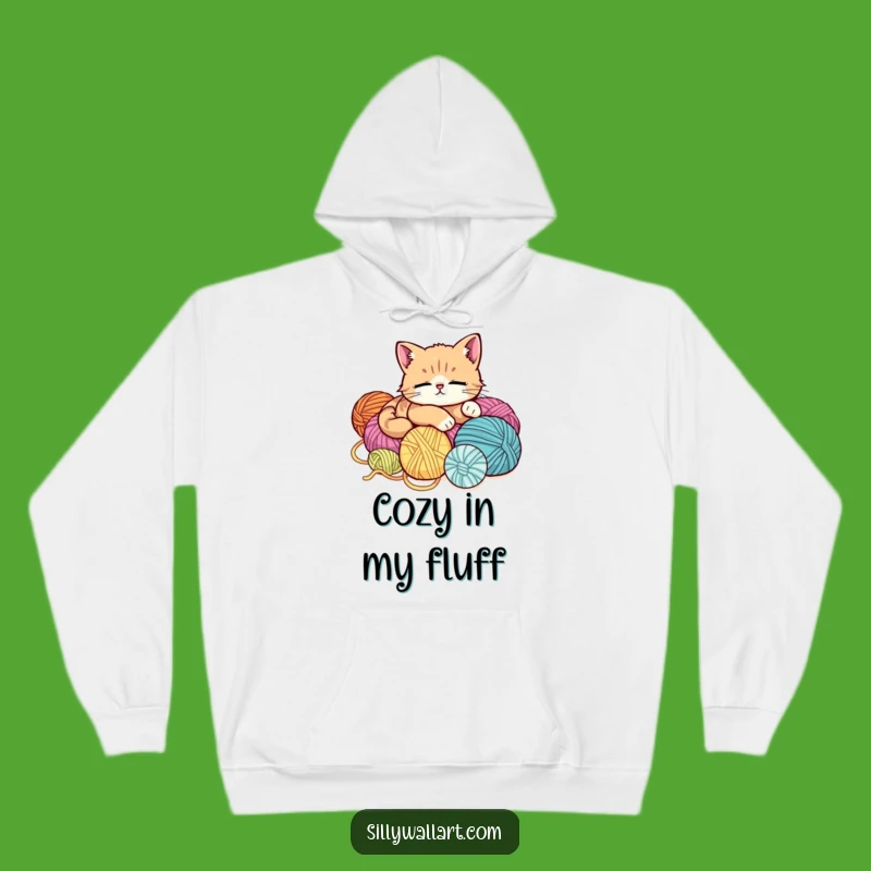 Funny Cozy Cat Hoodie - Ultimate Relaxed Gift for Yarn Lovers