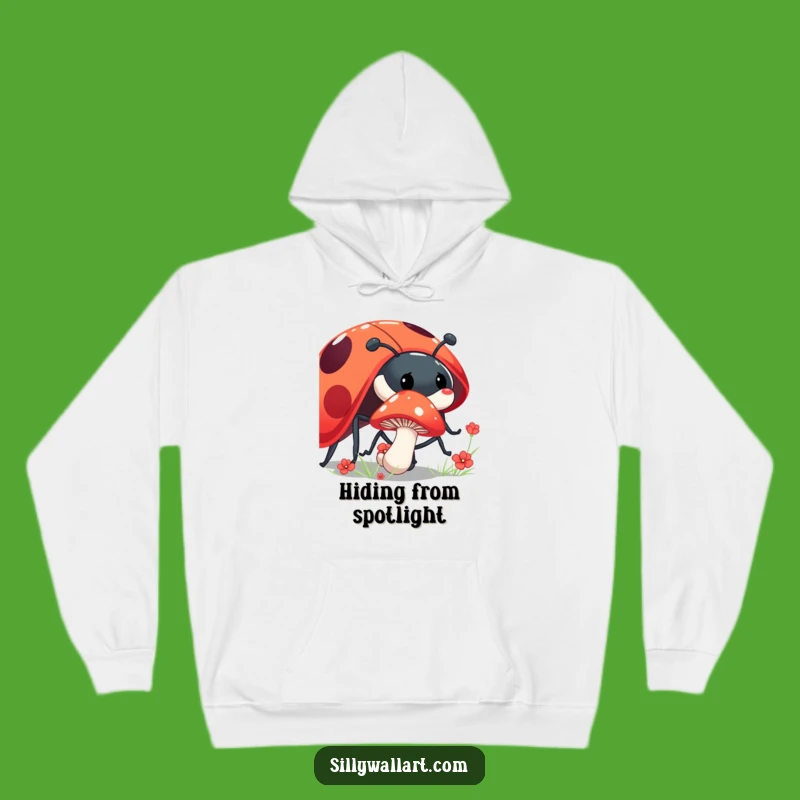 Funny Shy Mushroom Hoodie: Ladybug Friend Sweatshirt, Cozy Forest Funny Gift