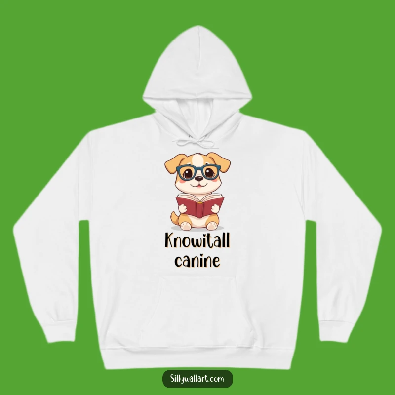 Funny Reading Dog Hoodie: Cozy Glasses-Wearing Pup Sweatshirt for Book Lovers
