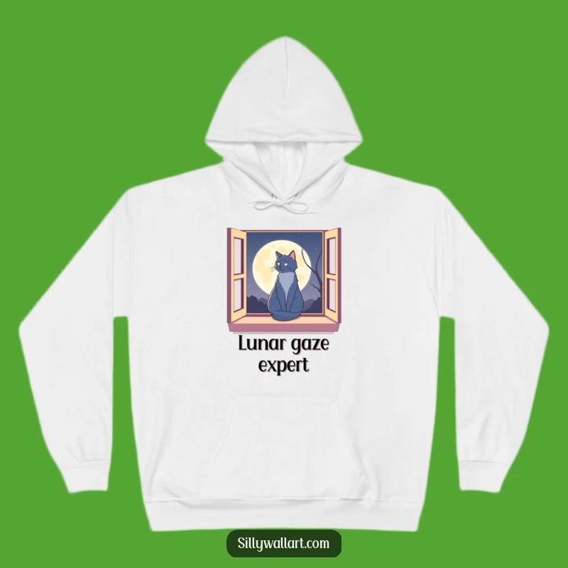 Cozy Moon Cat Hoodie: Lunar Feline Comfort Wear, Hilarious Night Gift